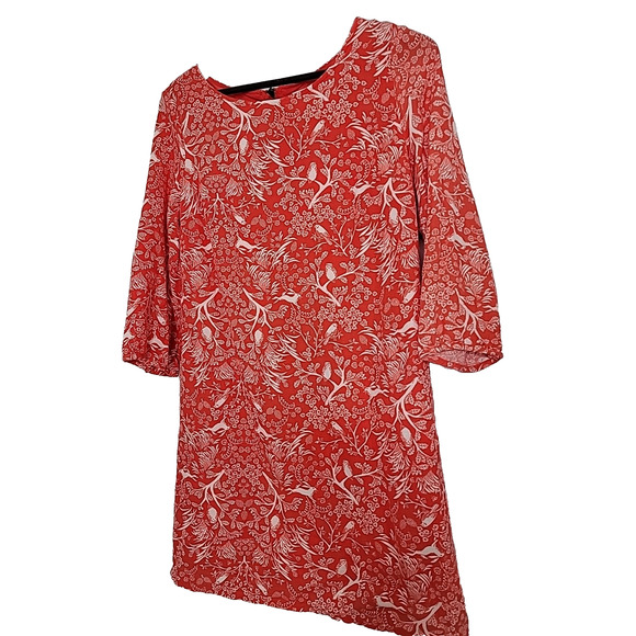 Old Navy Women's Red And White Bird Rabbit Owl Print Shift Dress Size M Woodland - Picture 2 of 9